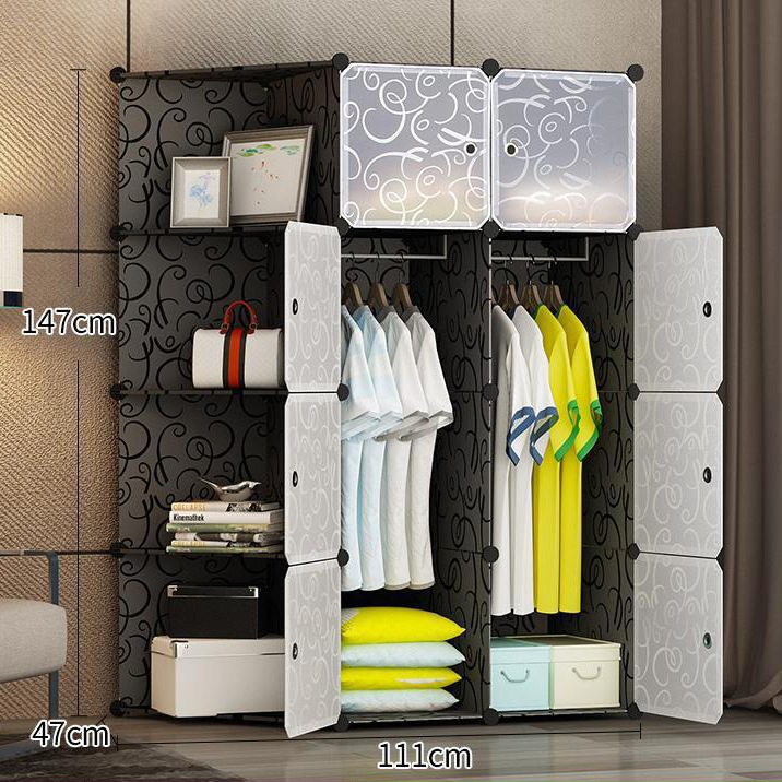 Armario simple moderno armario de tela simple sala de alquiler de tubos de acero engrosamiento reforzado dormitorio en casa montaje de almacenamiento gabinete colgante