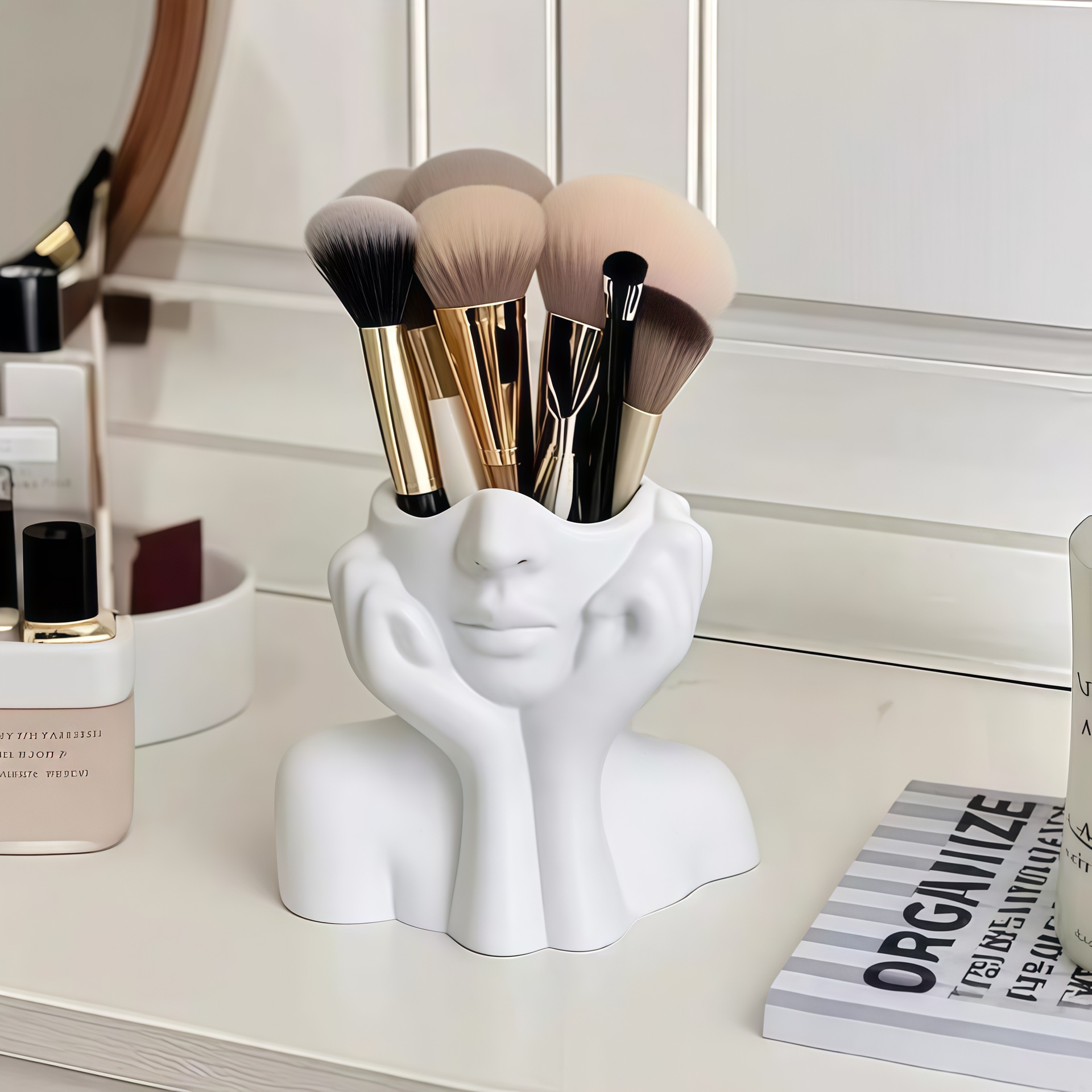 Caja de almacenamiento multifuncional de estilo moderno creativo transfronterizo, bolígrafo, cepillo de maquillaje, caja de almacenamiento para decoración de oficina