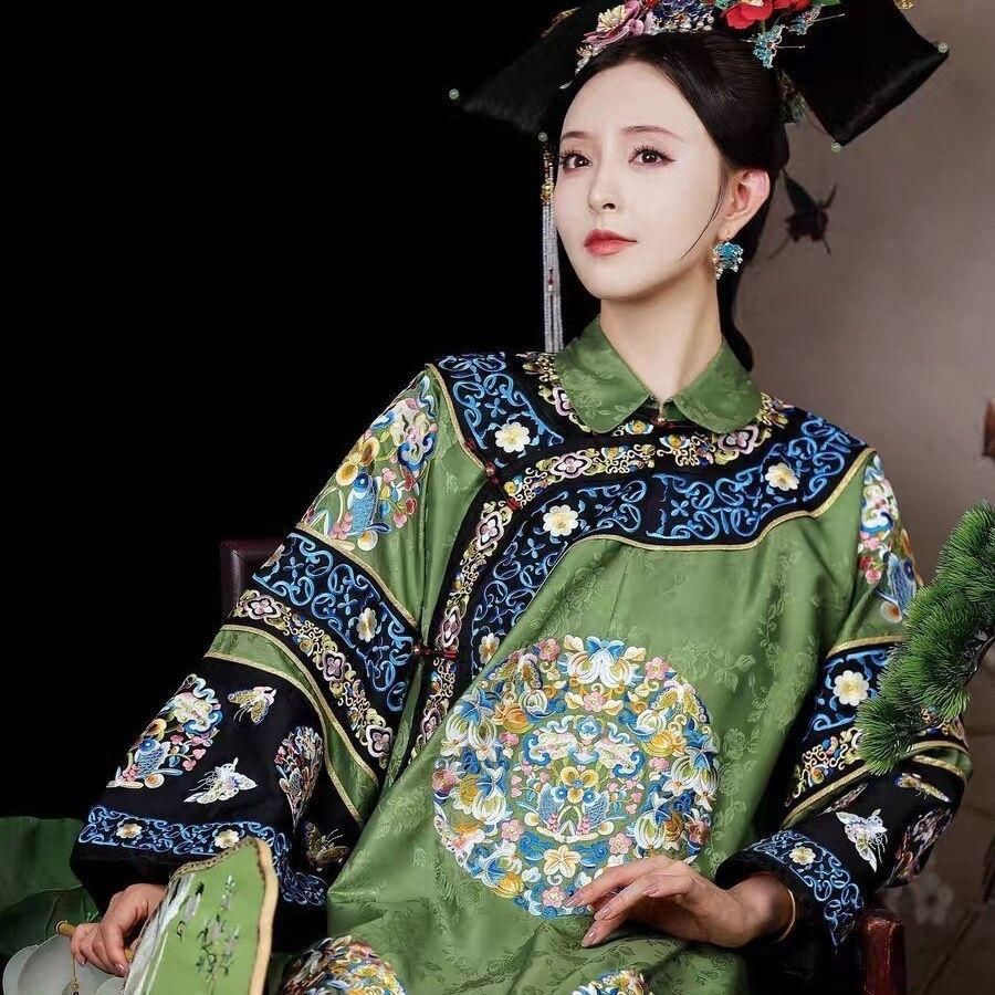 清朝皇帝服装皇后吉服格格故宫旗服写真印花小品古装氅衣古风旗装