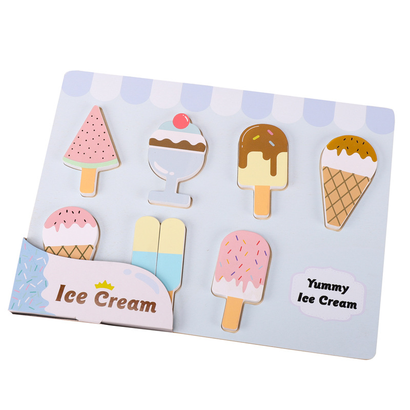 Los niños de madera simulación helado Popsicle forma bloques de construcción rompecabezas cocina cognitiva niños y niñas Juguetes