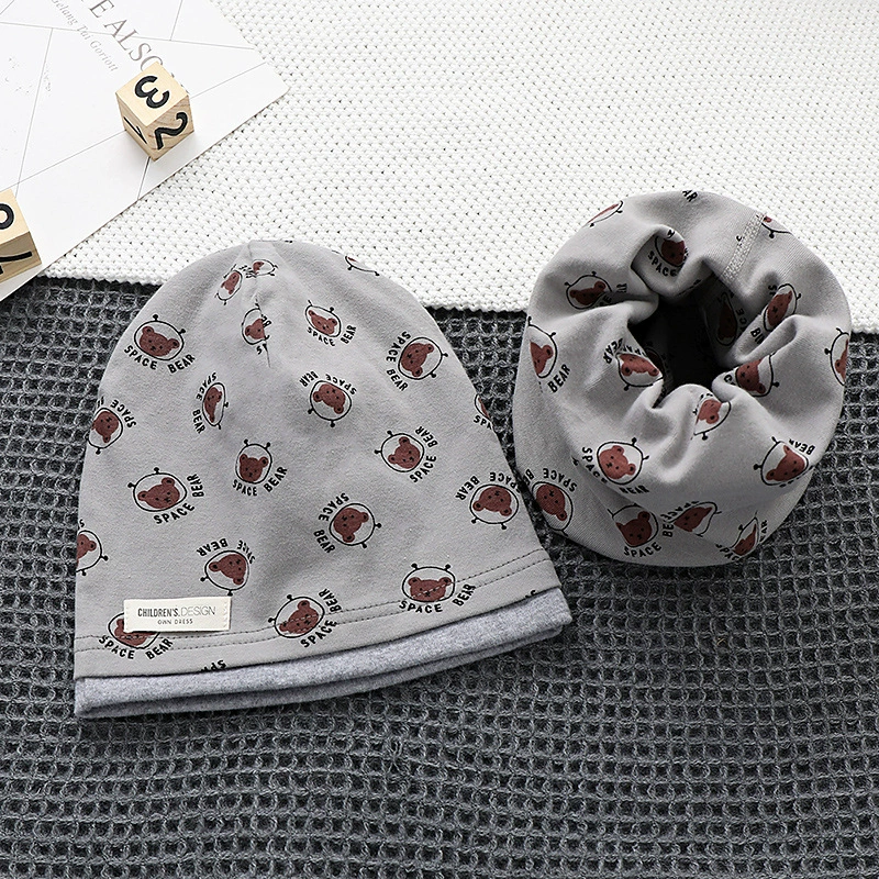 Demi-season kids' cotton set with scarf in Korean style, 2-8y, 48-54cm, multi-color options