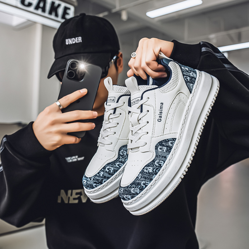 Zapatillas de deporte de moda de nicho Four Seasons Nuevos zapatos casuales Zapatos deportivos bajos de moda para hombres Zapatos blancos para estudiantes coreanos