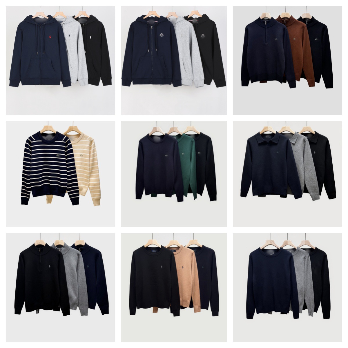 外贸跨境货源1RL美式老钱风翻领V领毛衣针织衫套头长袖毛衣情侣款