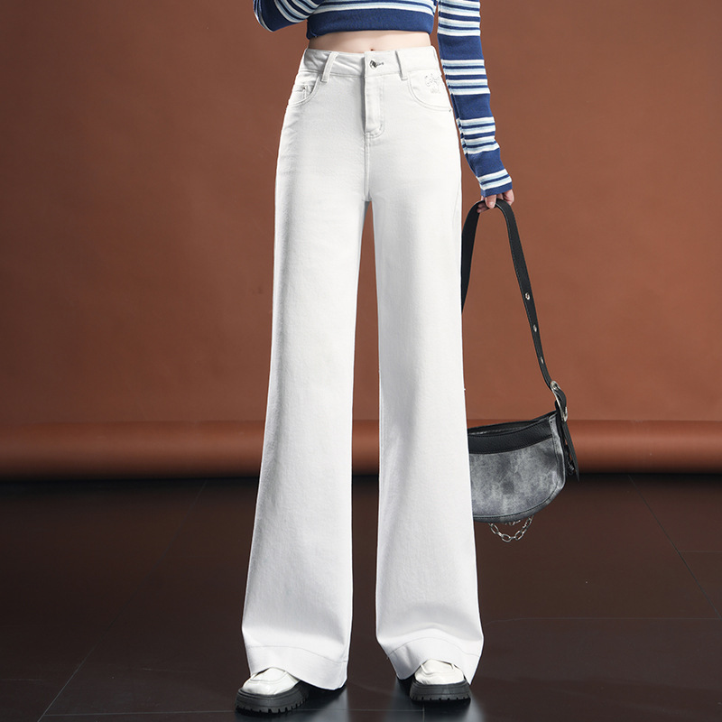Brand Summer Wide-Leg Jeans Women's Korean Style Trendy Petite High-Waisted Versatile Fashion Casual Women's Flared Pants