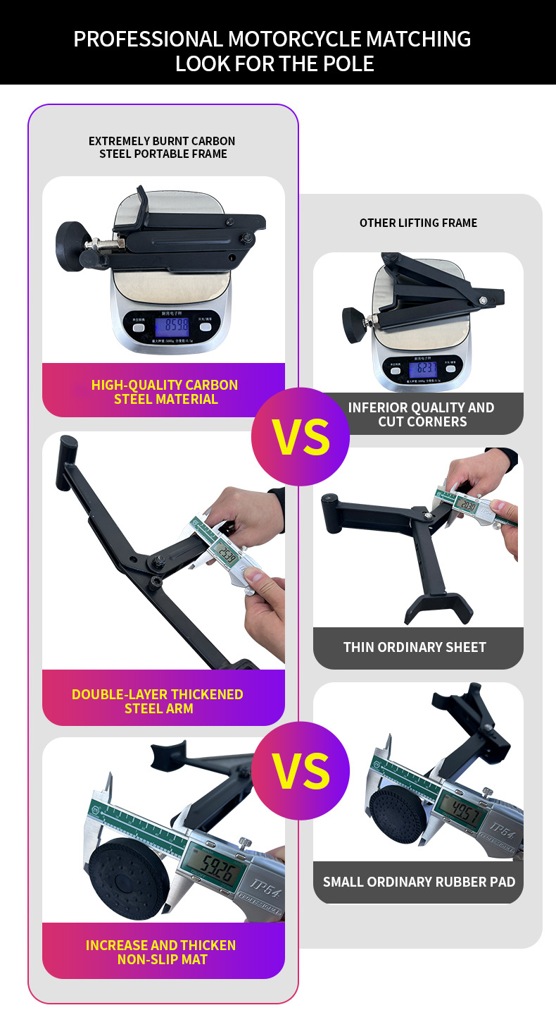 New Motorcycle Foldable Heavy-Duty Motorcycle Lift Frame Rear Wheel Fixed Support Frame Parking Frame Portable Labor-Saving Lifter