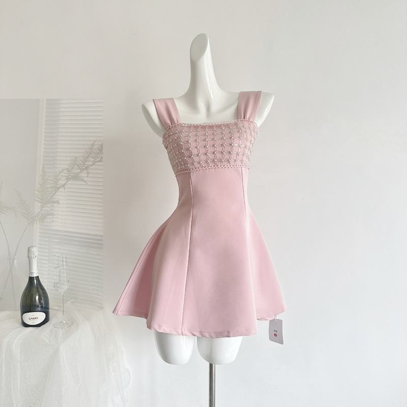 "Xinxing" Chantilly Noble Lady Umbrella-Skirt Style Princess Sling Satin Beaded New Dress Short Skirt for Women