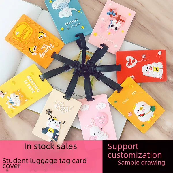 Creative Pvc Soft Rubber Luggage Tag, Cute Cartoon Boarding Pass, Silicone Bus Card Holder, Travel Tag with Logo