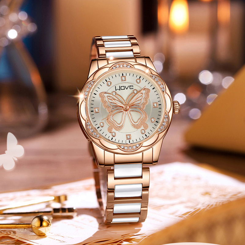 正品2024新款小众奢侈石英表非机械表仿陶瓷钢带抖音同款女士手表