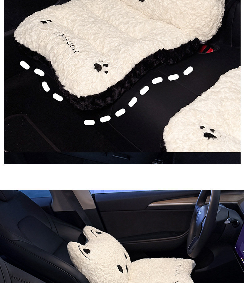 Cute Car Lumbar Cushion Integrated Cartoon Car Cushion Comfortable Car Cushion Neck Pillow Interior Supplies for Women
