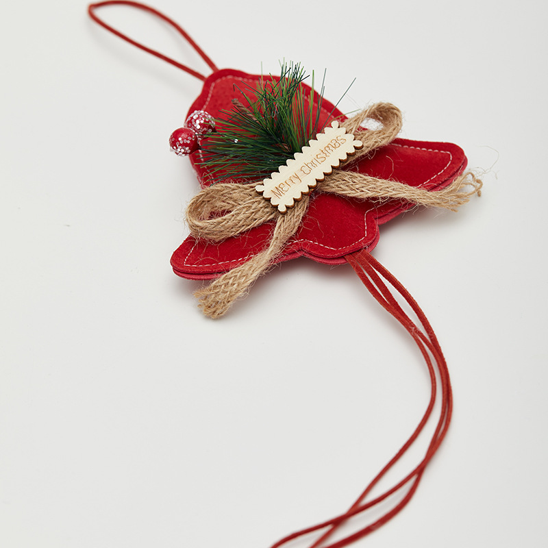 Buscando madera guantes de campana de peluche rojo colgante pin colgante decoración del árbol de Navidad