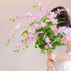 Gaozhi 3D プリントフィルムシルクジャスミン造花造花装飾ホームリビングルームシルクフラワーフラワーアレンジメント写真小道具