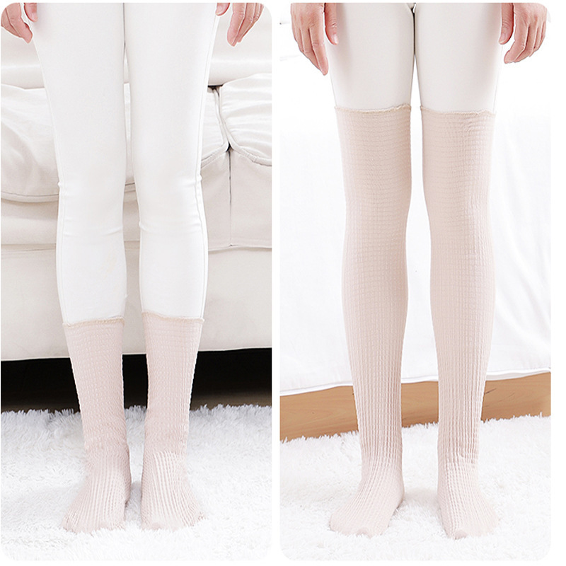 Summer Care Knitted Socks, Summer Air-Conditioning Dual-Use Stockings, Knee Pads, All-In-One Socks, Type A, Good Elasticity, Adult Sleeping Socks