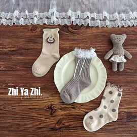zyz织吖织2026秋冬中筒袜女童袜兔子蕾丝蝴蝶结棉袜0-12岁