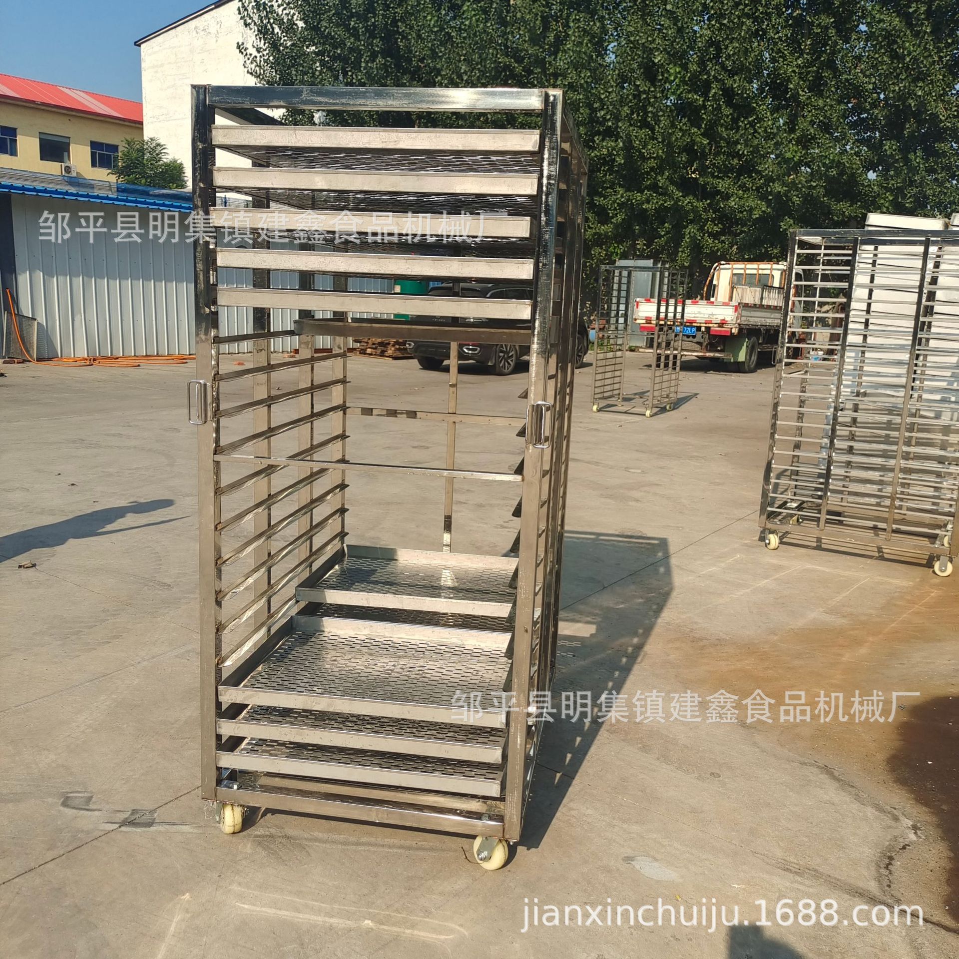 叠加式烘干架子车40-60不锈钢馒头蒸车304材质小推车