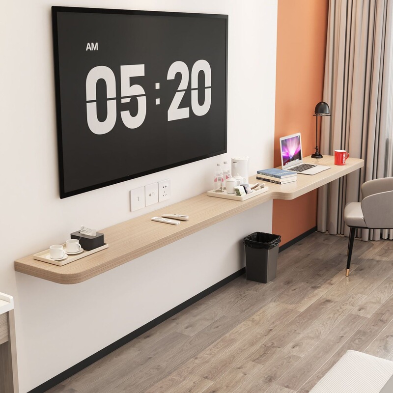 Hotel TV console table, hotel furniture TV table, floating thickened partition-style TV cabinet and writing desk for guest rooms Hotel TV console table, hotel furniture TV table, floating thickened partition-style TV cabinet and writing desk for guest rooms