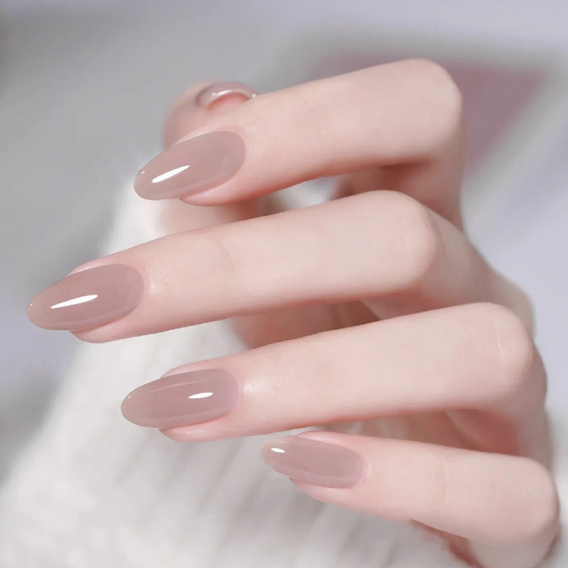 White flavor smoke purple brown removable nail tablets long European square nail patch 24