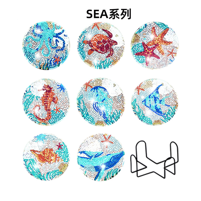 Personalizada taza de pintura de diamante transfronteriza almohadilla de taza de diamante redonda almohadilla mandala perimetral de pintura de diamante DIY