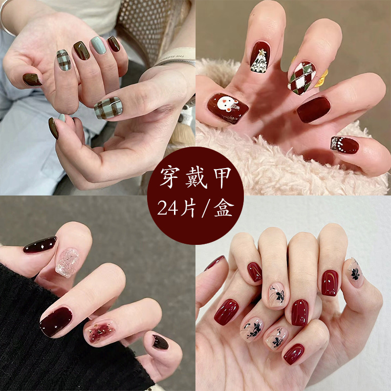 Spring and Summer Wear Jiano Gu Nail Patch Fresh Nail Patch Contrast Color Nail Patch Explosions Fake Nail Patch Beauty