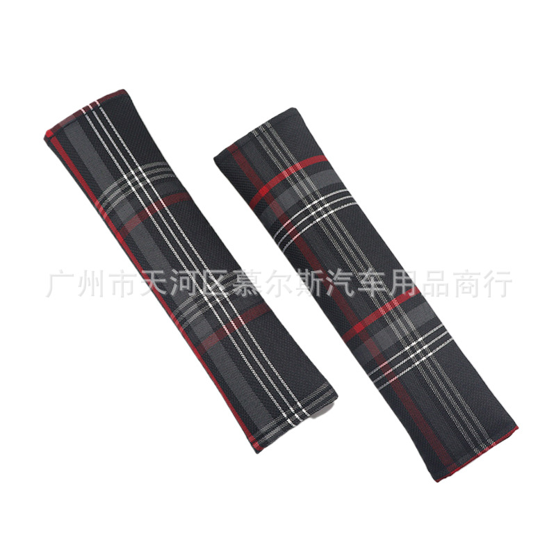 Car Seat Belt Shoulder Pads Car Plaid Shoulder Pads Pair Driving Shoulder Protectors Car Interior Accessories Set