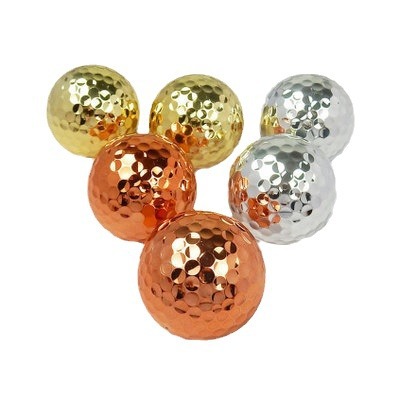 Golf bola de metal bola de galvanoplastia bola de oro venta directa de fábrica se puede diseñar e imprimir logotipo multicolor