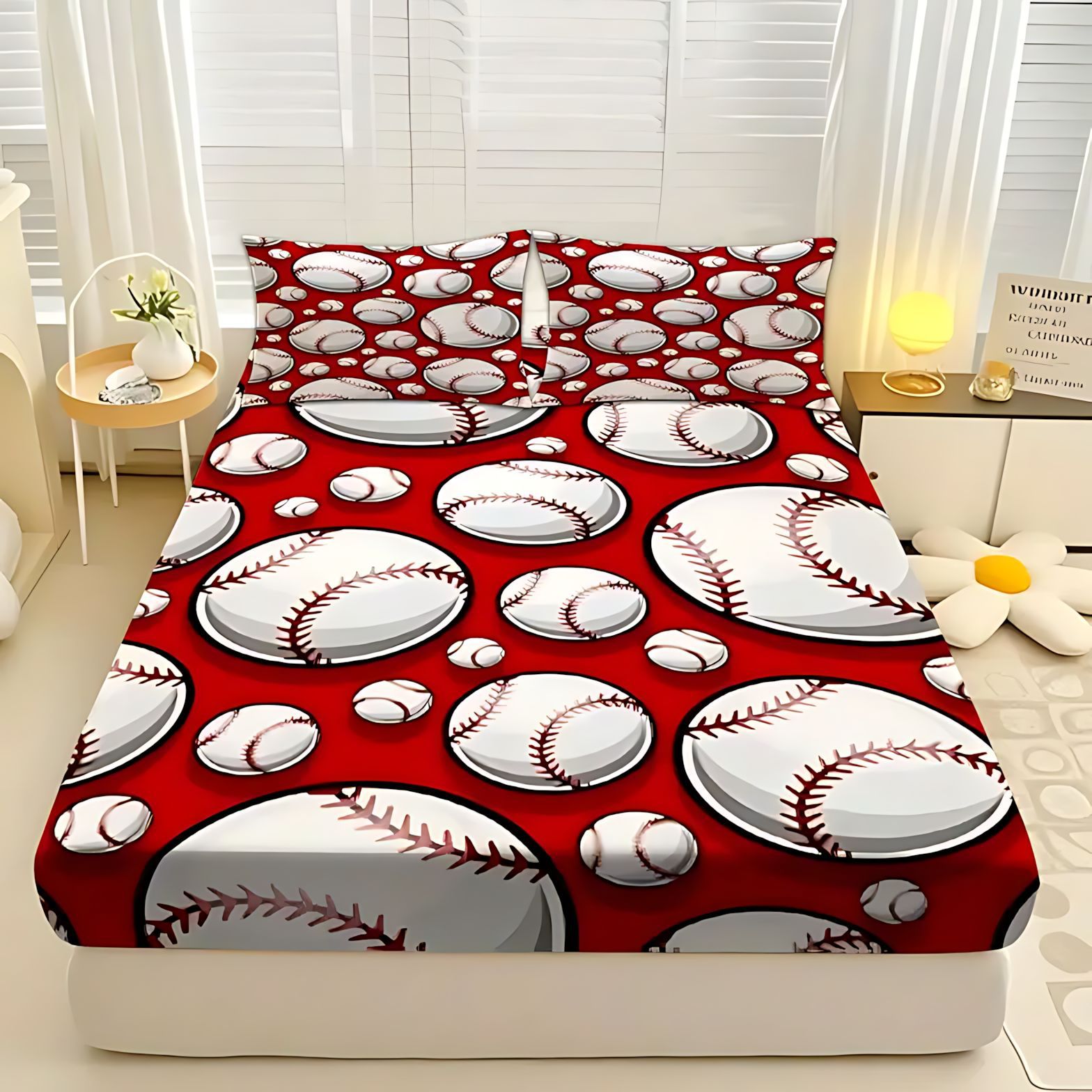 TEMU / JIT textiles caseros transfronterizos de moda tema de béisbol de alta definición impresión digital cama de cama de cama