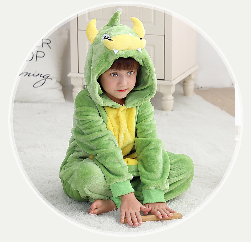 Kinderbekleidung Neue Flanell-Einteiler-Einteiler-Pyjamas für Kinder im Herbst/Winter_voghion.com