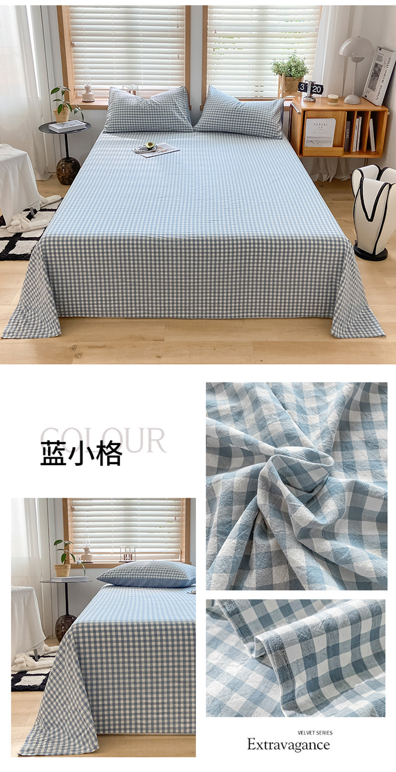 Sábana de algodón lavado de algodón grueso pieza individual 100 algodón dormitorio de estudiantes cama individual funda de almohada de tres piezas 2