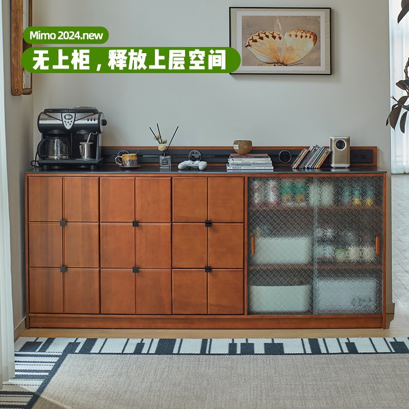 Retro Boxwood Slate Sideboard Integrated Wall Storage Cabinet Living Room Entrance Cupboard Storage Tea Drawer Cabinet