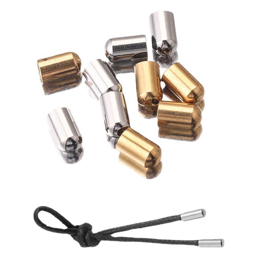 Acero inoxidable Cubo de oro cuerda tapa serpiente cabeza redonda campana cabeza plana cabeza pulsera collar cuero cuerda cola hebilla DIY joyería