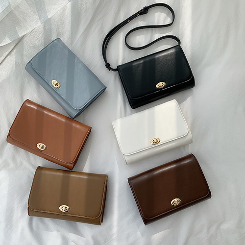 2024 spring crossbody bag for women, versatile fashionable shoulder bag, textured small square bag, Korean version PU shaped flip bag
