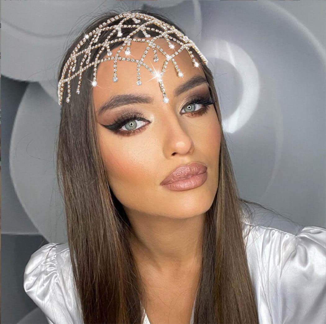 Qadın üçün rhinestone saç zənciri və alın zinət əşyası