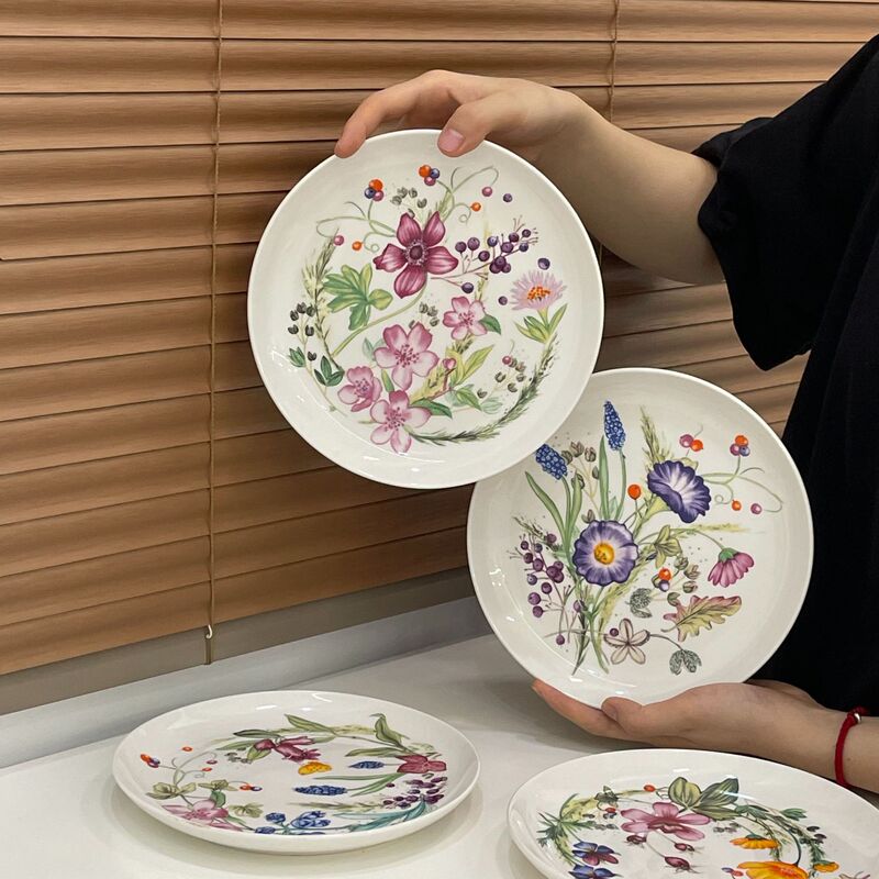 French style z flower ceramic plate Lily Garden series ceramic plate high color value plate dinner plate dessert plate