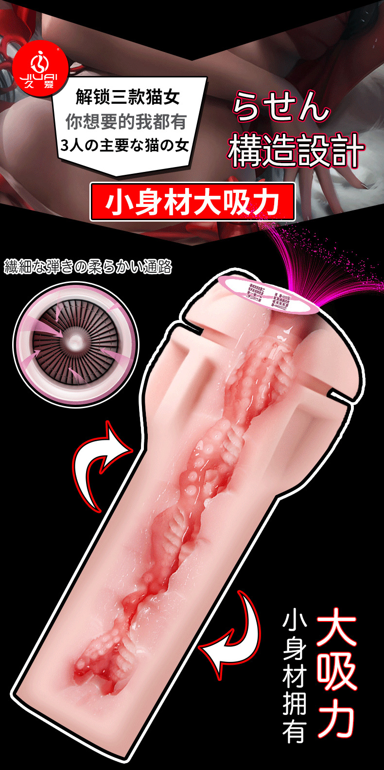 Jiuai Men’s Training Masturbation Cup with USB Heating Rod, Portable TPE Stroker — detail image 6