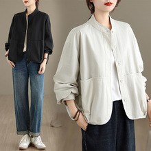 设计感大口袋立领短款外套女宽松2025夏季新款女装上衣个性夹克衫