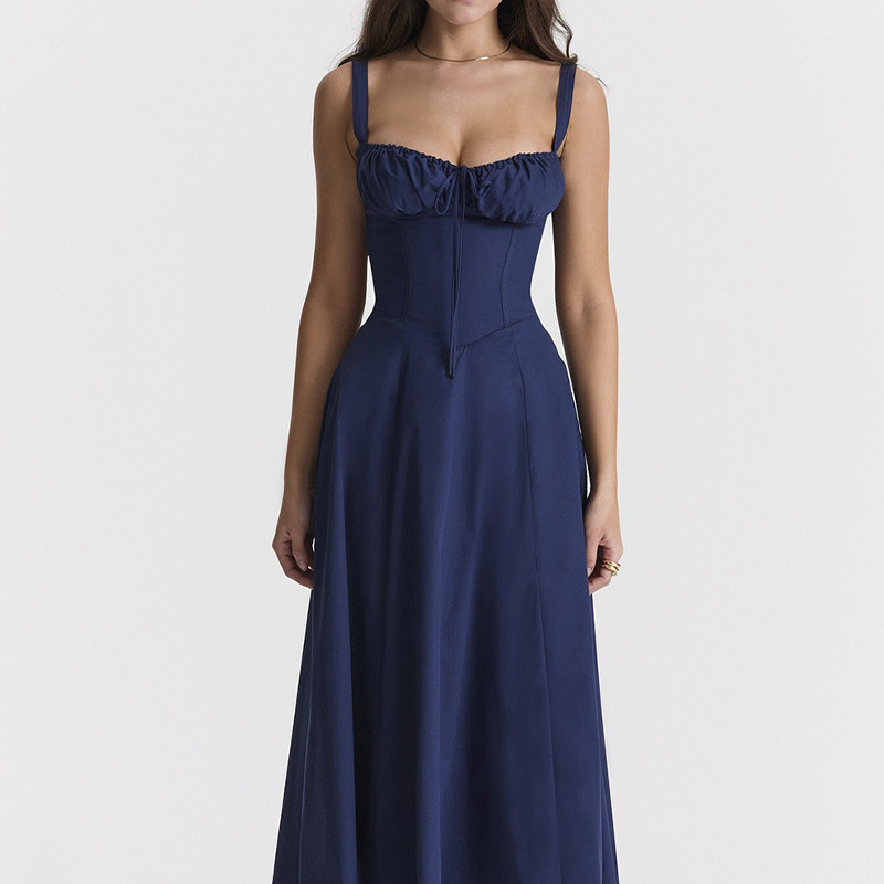 2025 Amazon Independent Station European and American Clothing New Floral Square Neck Sexy Slit Large Swing Spring Dress for Women