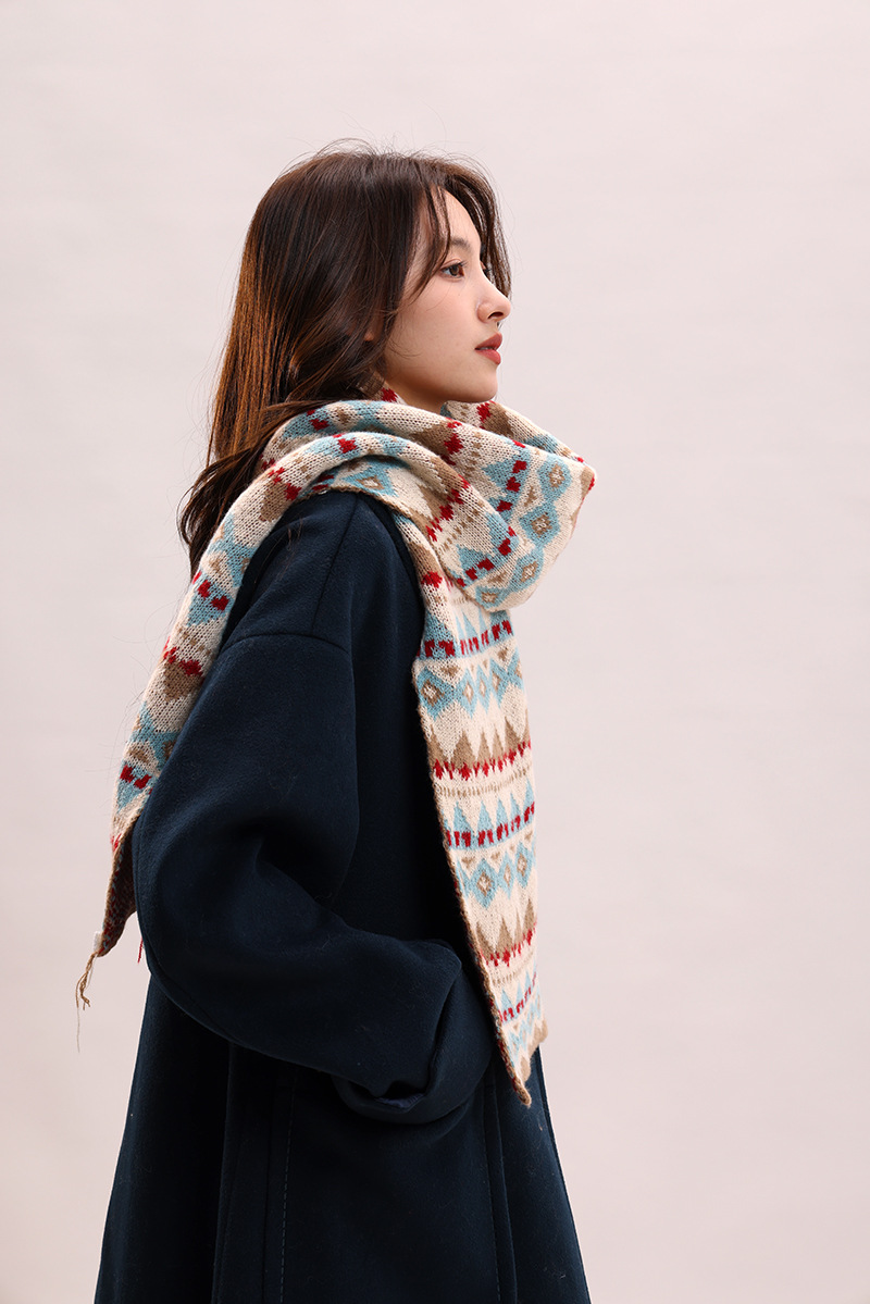 Jacquard Herbst Winter, koreanische Version und Hut, zweiteiliges Set, Schal für Frauen, vielseitig, Studentin, Paar, warmer Schal_voghion.com