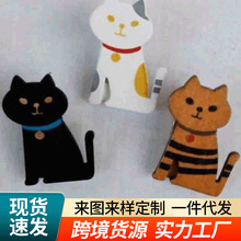 封口夹包装收纳夹子木质便签夹 照片装饰夹可爱卡通动物猫木夹