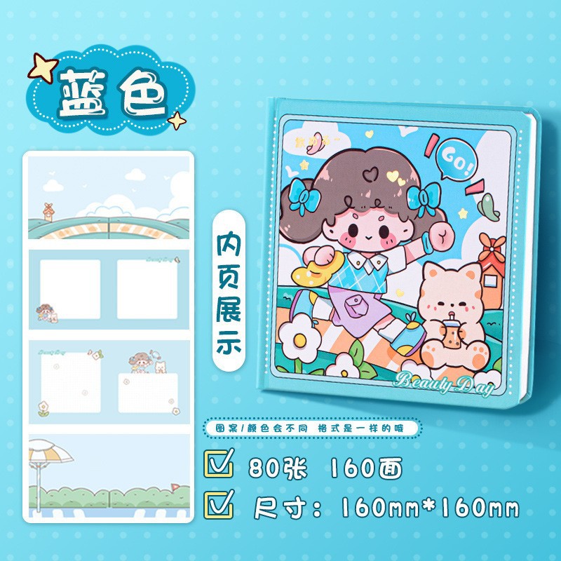 Libro de contabilidad de mano de dibujos animados, página en color, libro de hebilla magnética, libro de contabilidad de mano de corazón de niña linda, cuaderno de estudiante, cuaderno de diario