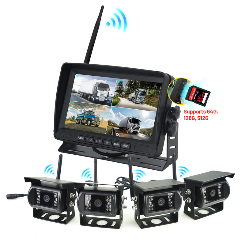 7inch Wireless Four-Screen Split Display Monitor, Vehicle-Mounted Ai Bsd System, Ip69K Waterproof