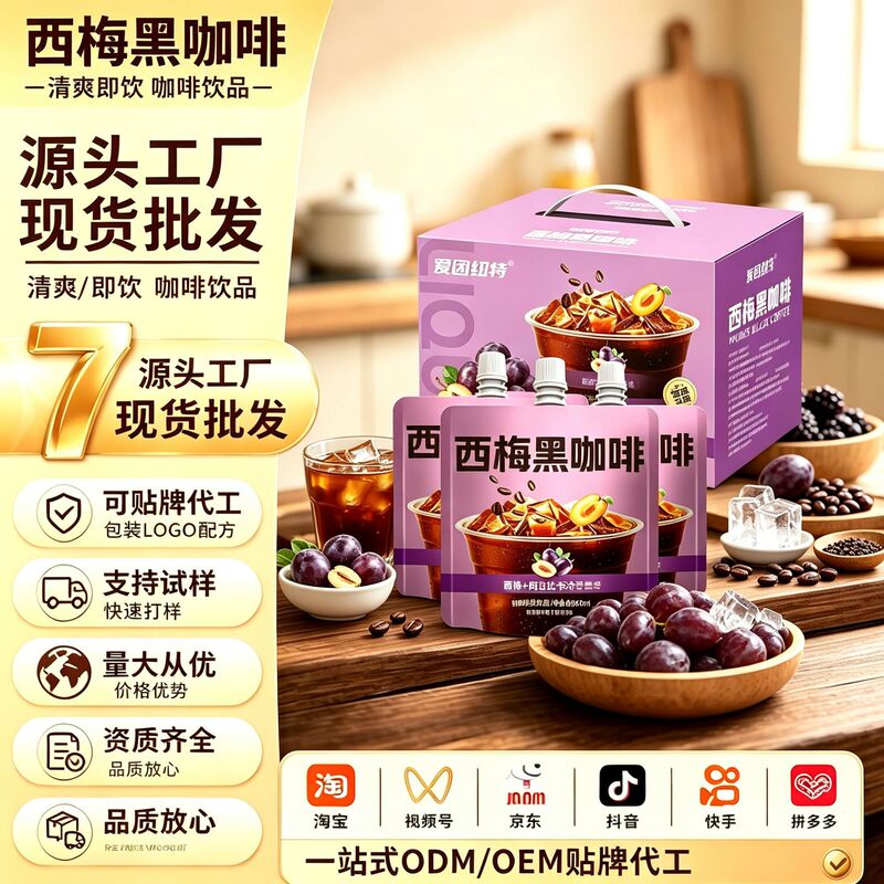 Source Factory Prune Black Coffee 100ml 0 Sucrose Instant Coffee for Home and Commercial Use Cold Brew Coffee Liquid