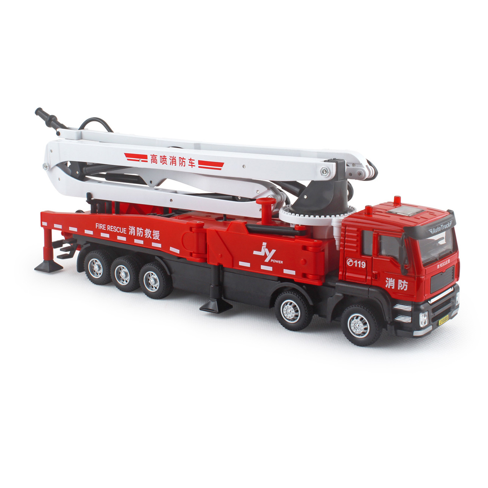 1:50 Cement Pump Truck Alloy Car Model Pull Back Sound and Light Transportation Engineering Vehicle Baby Early Education Educational Play House Toy