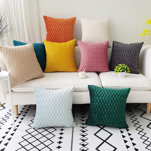 Modern simple solid color embossed pillow Dutch velvet sofa pillow cover bedside home cushion cover wholesale pillow cover