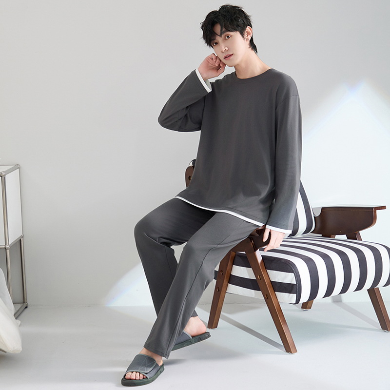 7A clase pijama de algodón de doble cara para hombres primavera, otoño y verano 2025 nueva manga larga 100% algodón engordado ropa para el hogar de tamaño grande
