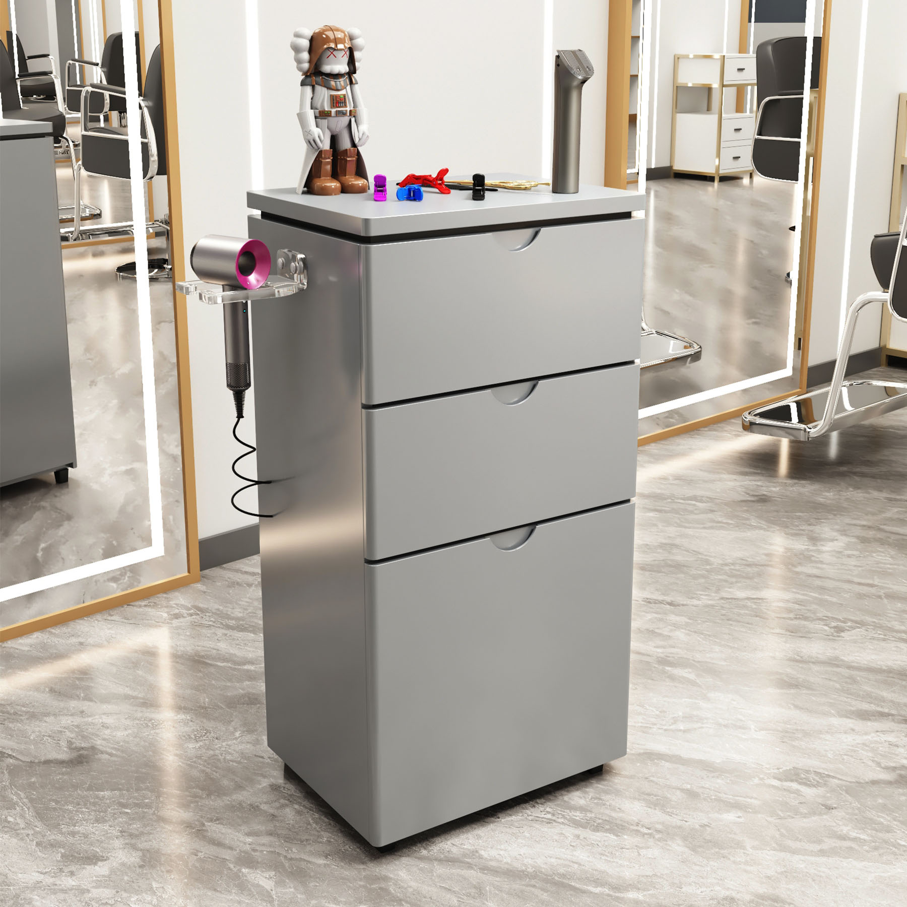 Nuevo gabinete de herramientas de peluquería de alta calidad gabinete de salón de peluquería carro móvil sin instalación móvil gabinete de herramientas de almacenamiento de madera sólida