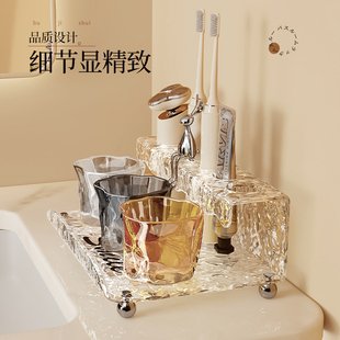 Light Luxury Toothbrush Storage Rack Wash Table Top Brush Cup Mouthwash Cup Bathroom Tooth Cup Bathroom Home Storage Full