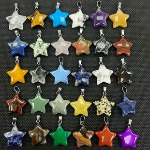 Factory wholesale 20*6 Europe and the United States new cross-border supply of natural stone five-pointed star pendant star necklace accessories