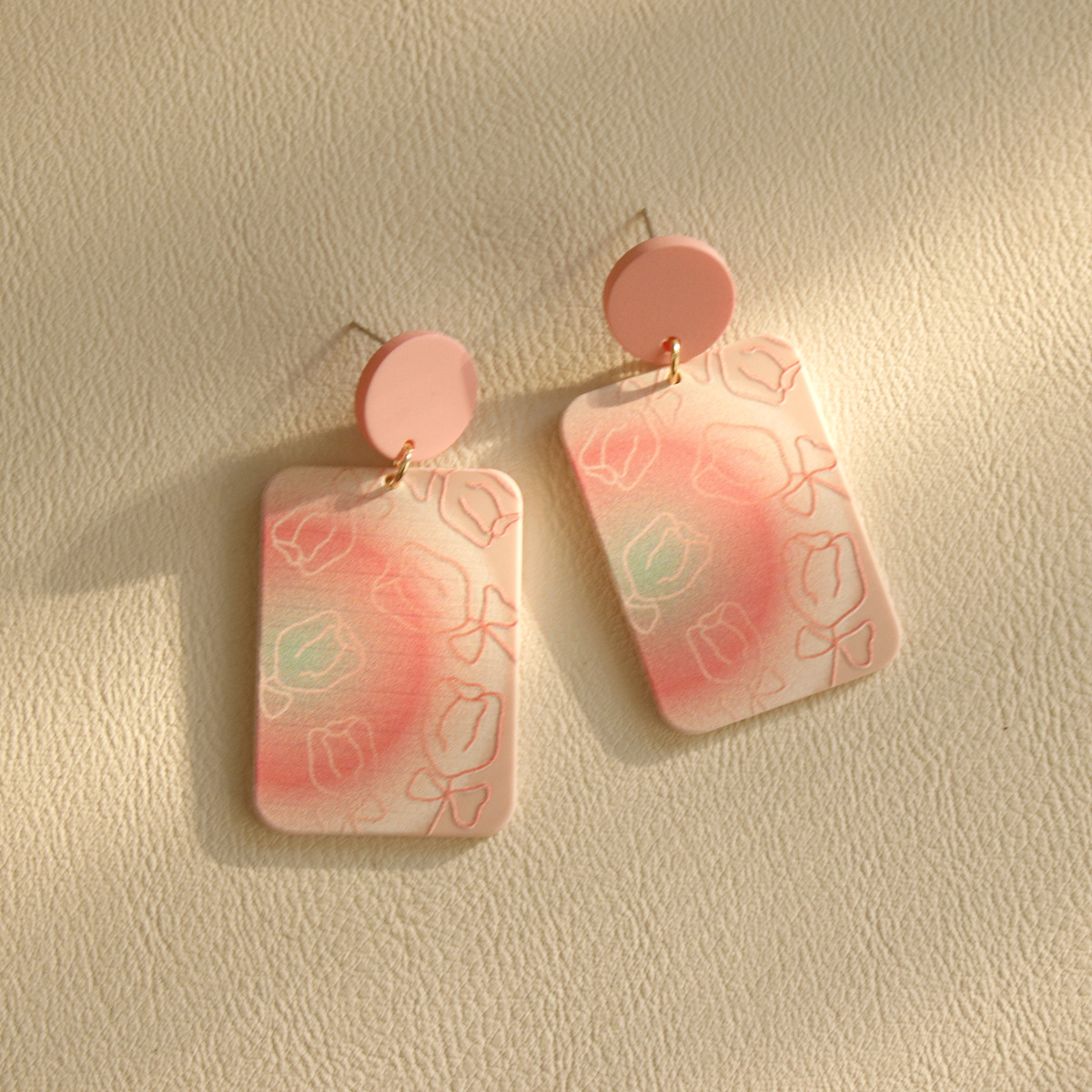Daily Occasion 1 Pair Vacation Heart Shape Flower Plating Arylic Alloy Drop Earrings