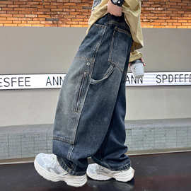 男童牛仔裤大儿童秋冬装加绒裤子2025新款秋款加厚工装长裤痞帅潮