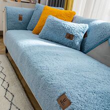 羊羔绒沙发垫防滑皮北欧沙发套罩简约现代冬季加厚毛绒坐垫子热卖
