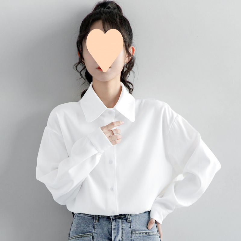 2025春秋装新款长袖白色衬衫女小众设计感简约白衬衣叠穿休闲上衣|undefined